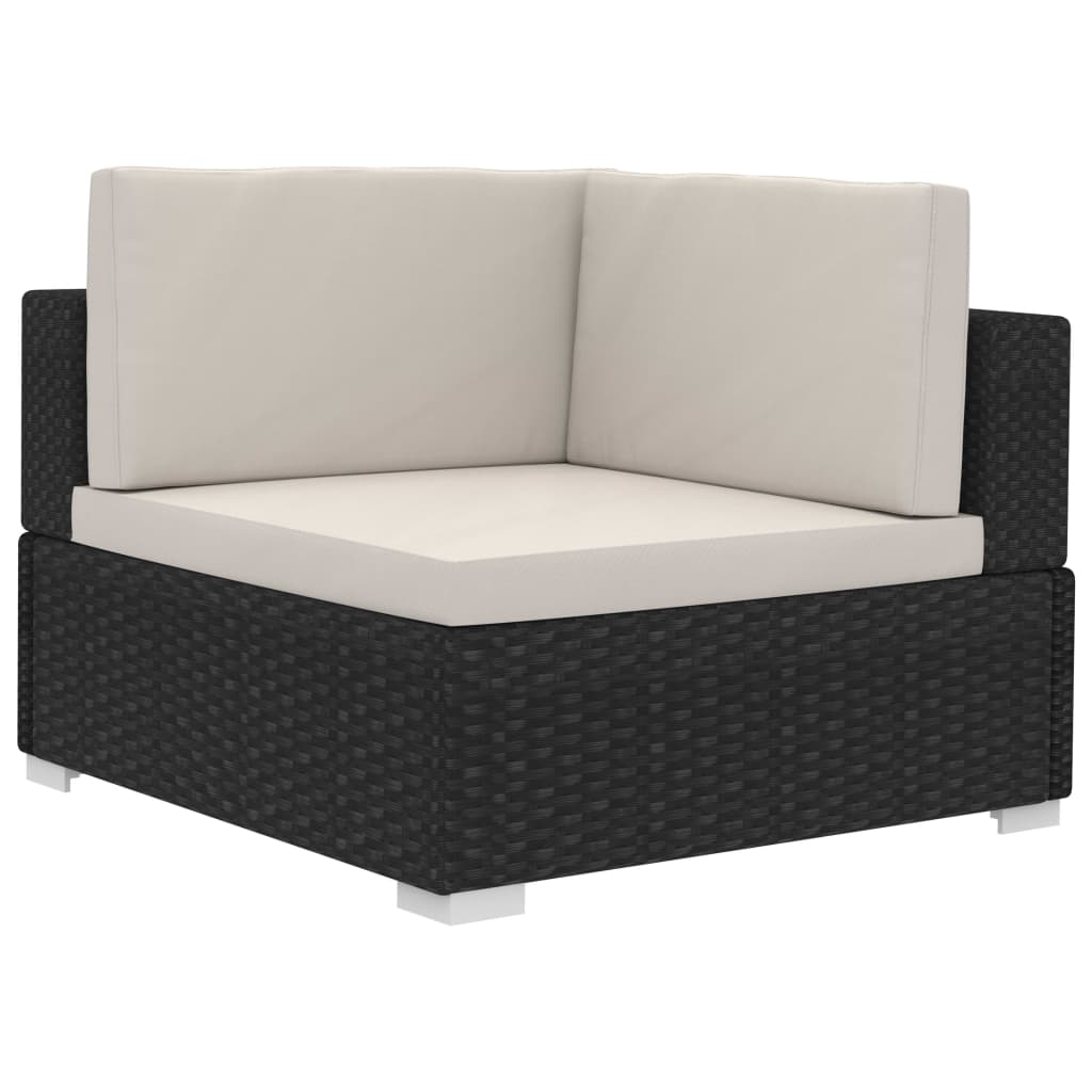 vidaXL Sectional Corner Chairs 2 pcs with Cushions Poly Rattan Black