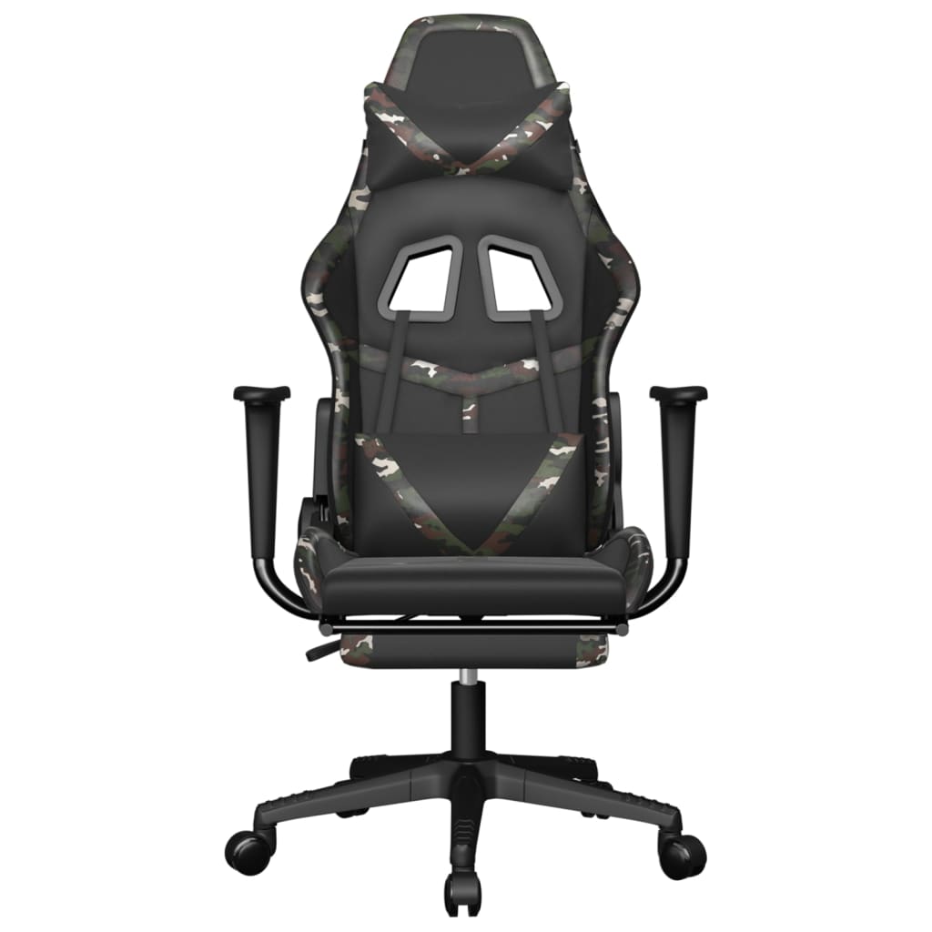 vidaXL Gaming Chair with Footrest Black and Camouflage Faux Leather