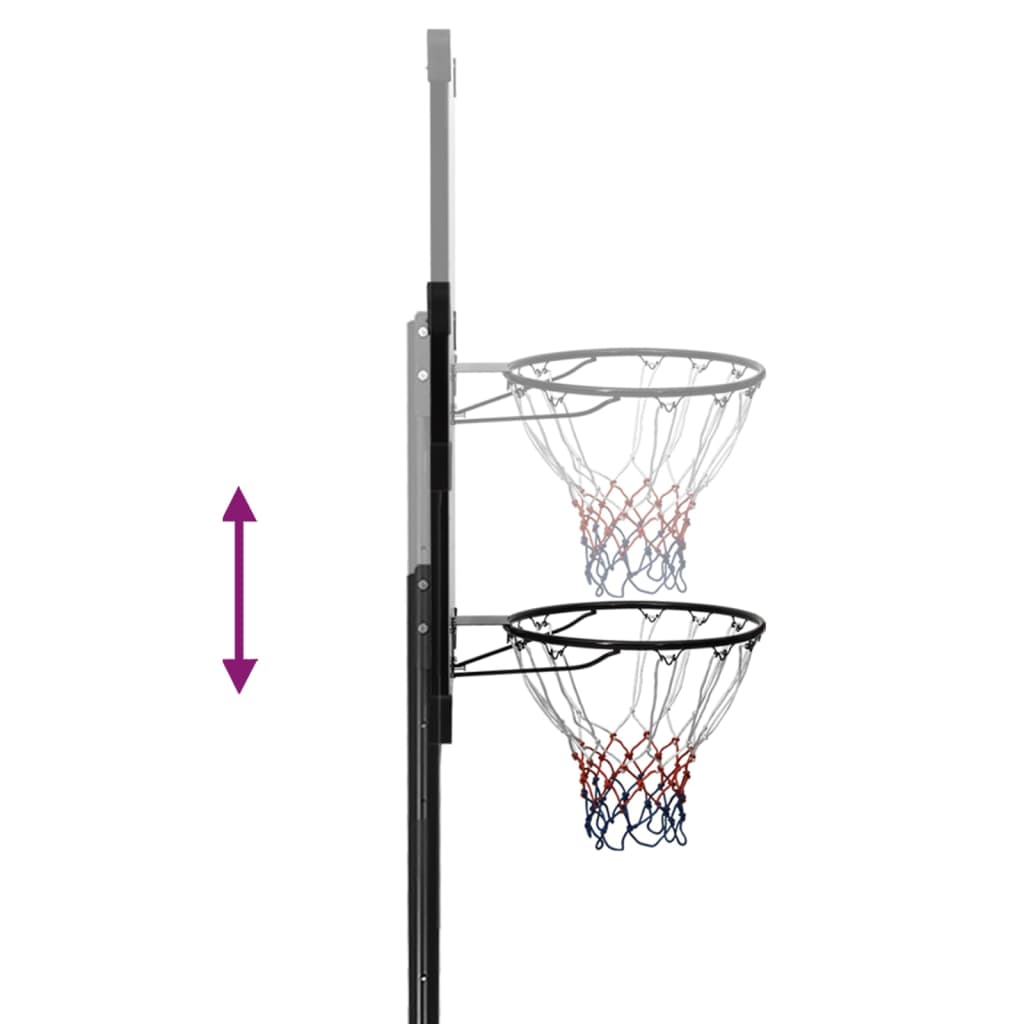 vidaXL Basketball Stand Transparent 256-361 cm Polycarbonate