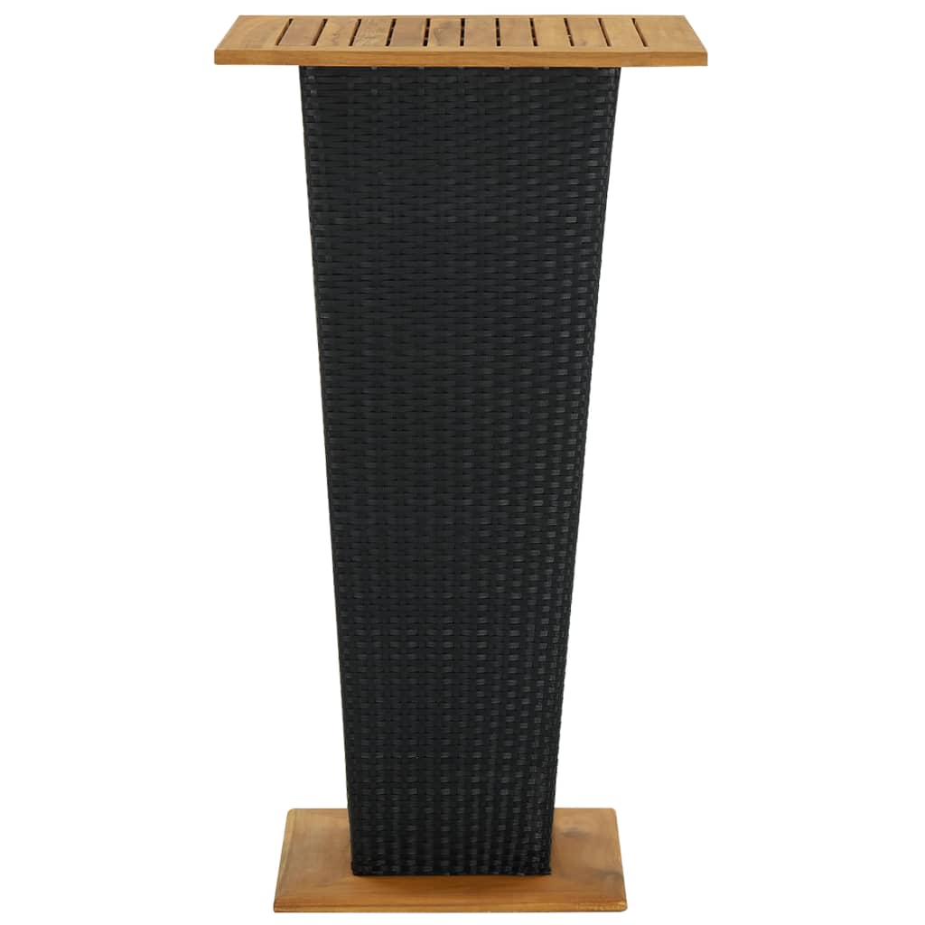 vidaXL Bar Table Black 60x60x110 cm Poly Rattan and Solid Acacia Wood