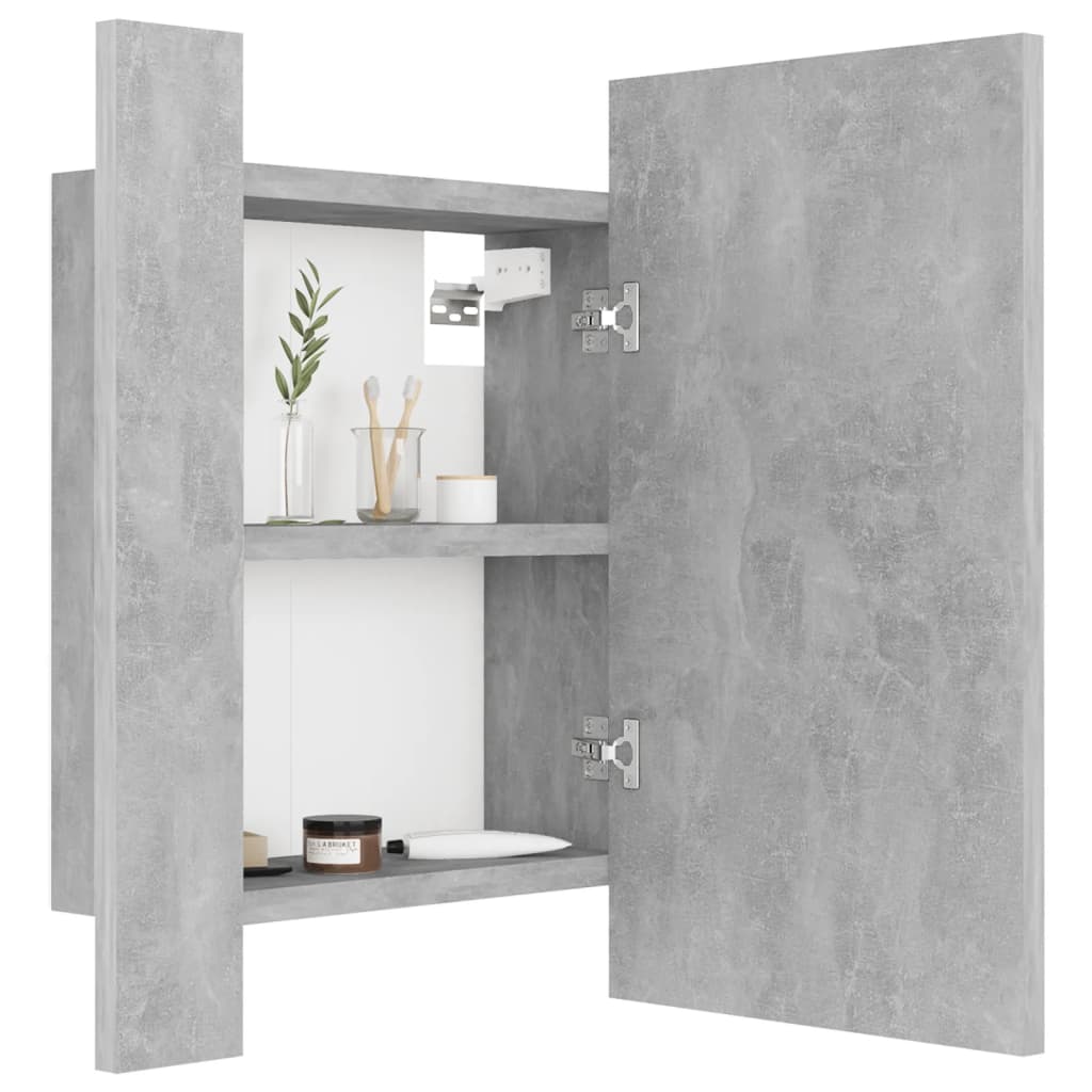 vidaXL LED Bathroom Mirror Cabinet Concrete Grey 40x12x45 cm Acrylic