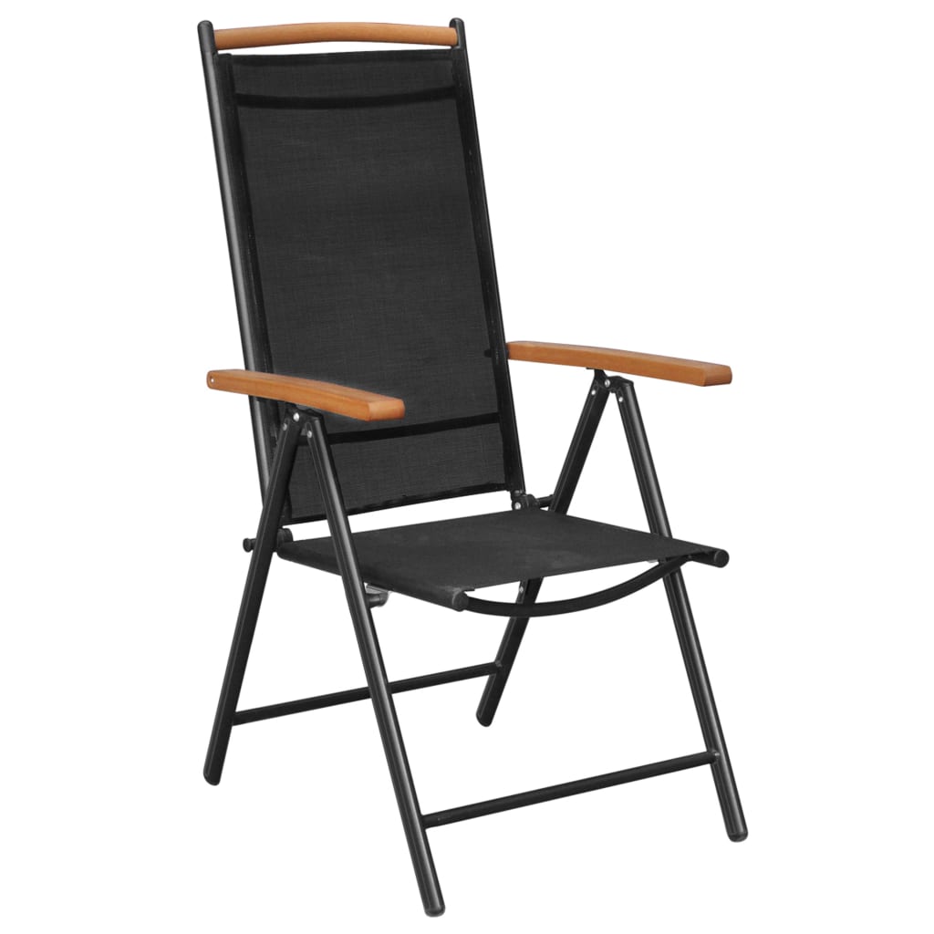 vidaXL 7 Piece Outdoor Dining Set with Folding Chairs Aluminium Black