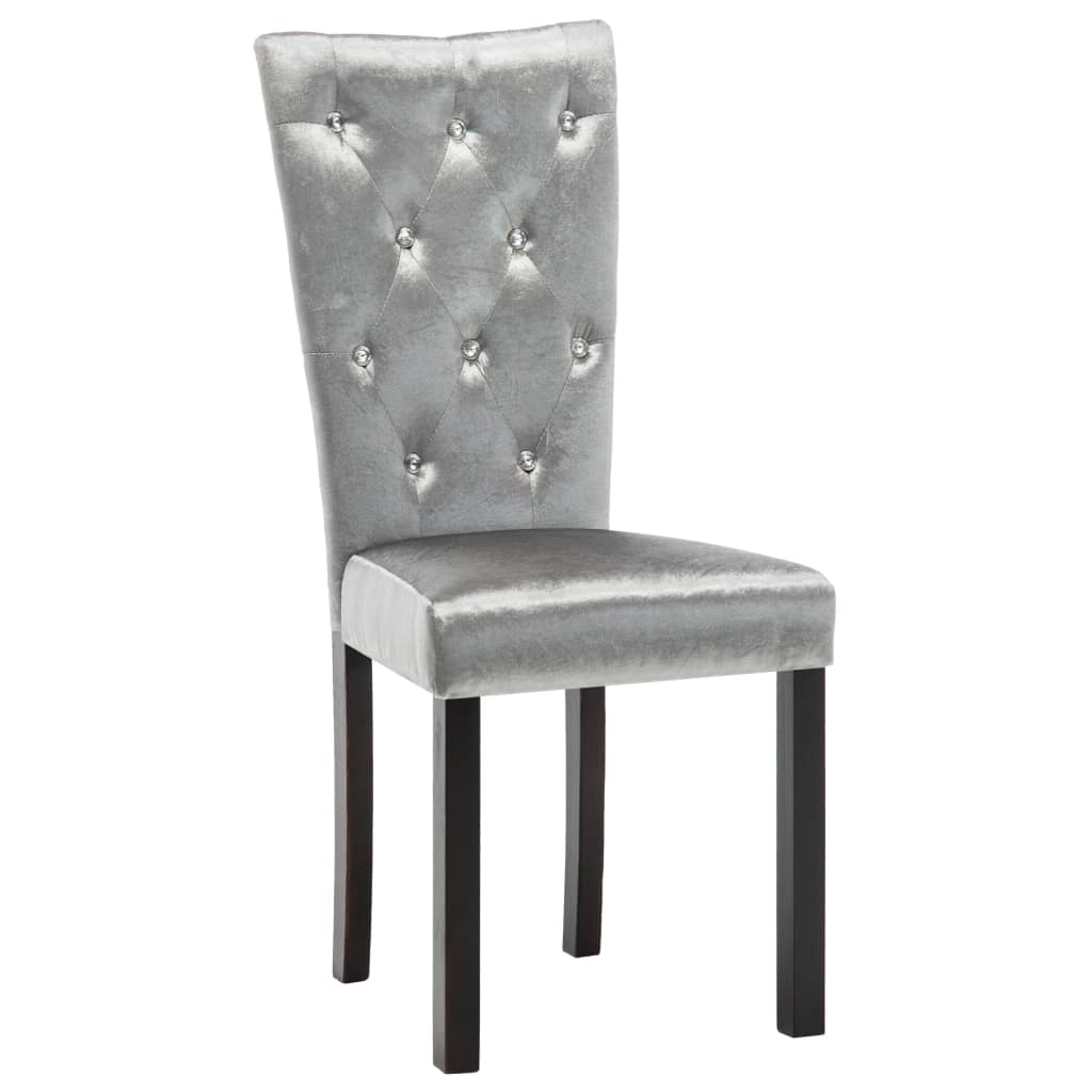 vidaXL Dining Chairs 2 pcs Silver Velvet