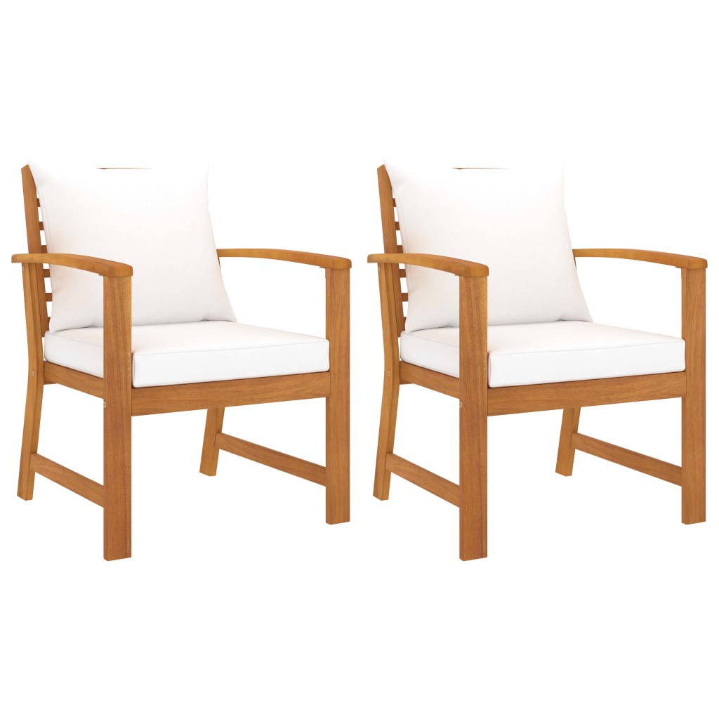 vidaXL Garden Chairs 2 pcs with Cream Cushion Solid Acacia Wood