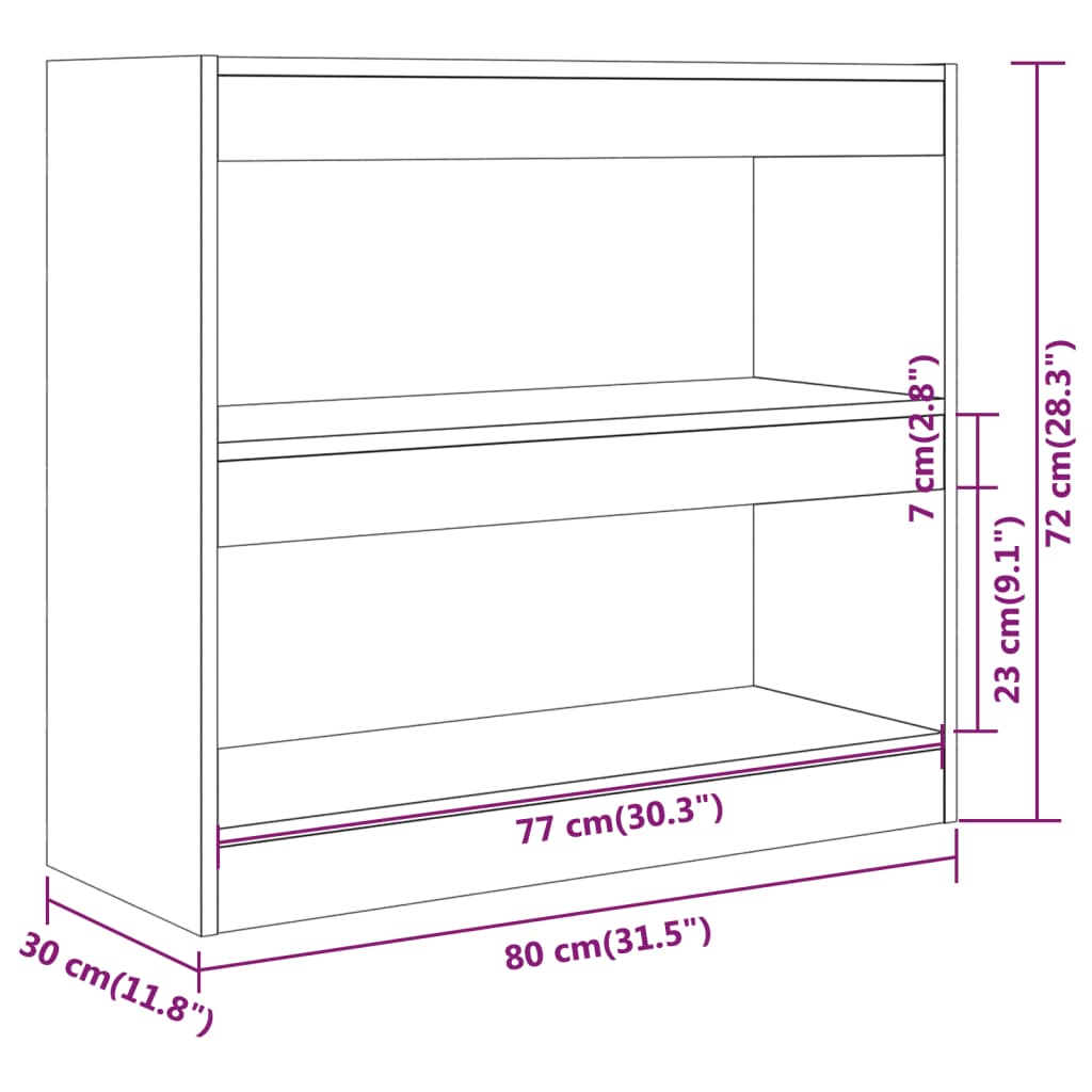 vidaXL Book Cabinet/Room Divider Concrete Grey 80x30x72 cm