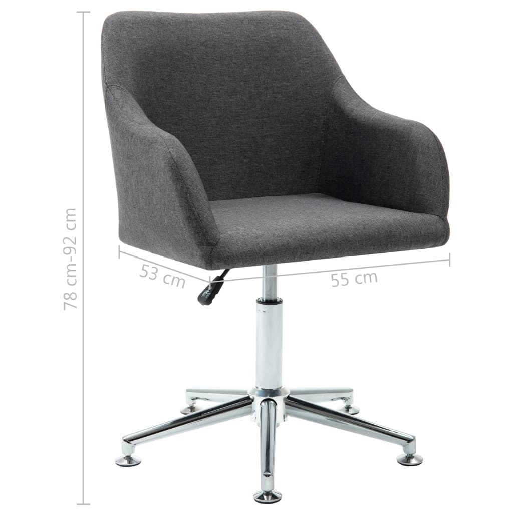 vidaXL 2x Swivel Dining Chairs Dark Grey Fabric