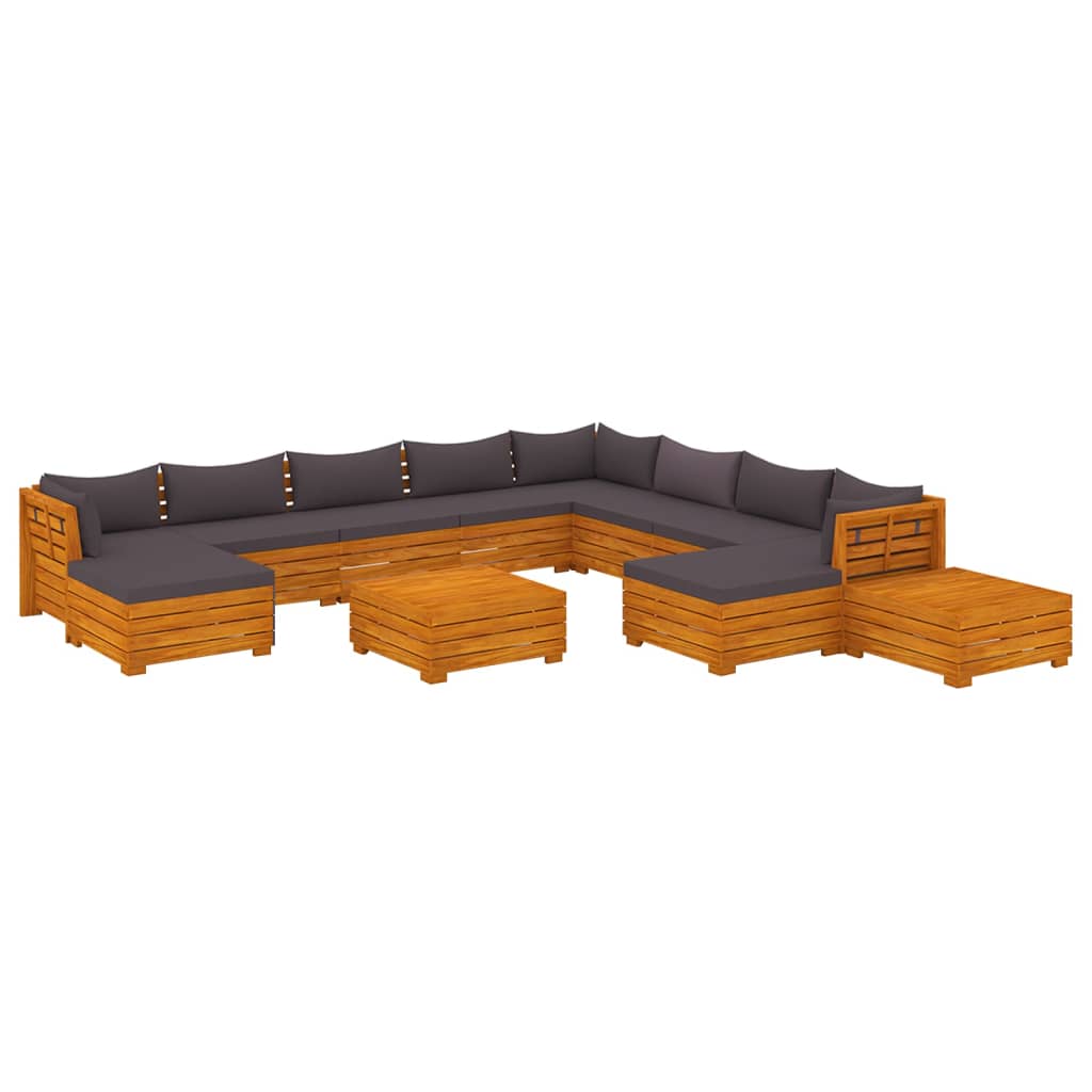 vidaXL 12 Piece Garden Lounge Set with Cushions Solid Acacia Wood