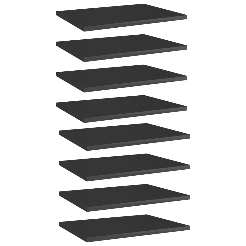 vidaXL Bookshelf Boards 8 pcs High Gloss Black 40x30x1.5 cm Engineered Wood