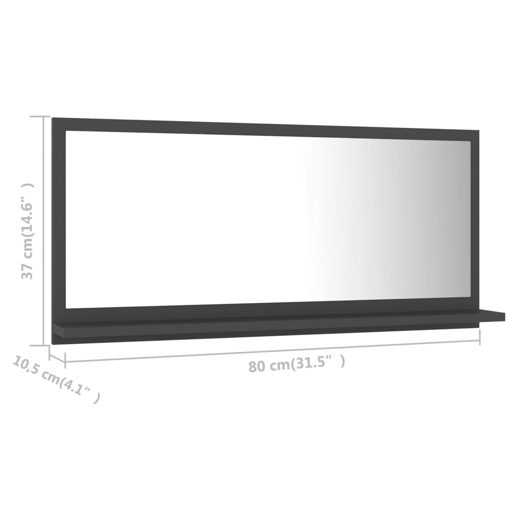 vidaXL Bathroom Mirror Grey 80x10.5x37 cm Engineered Wood