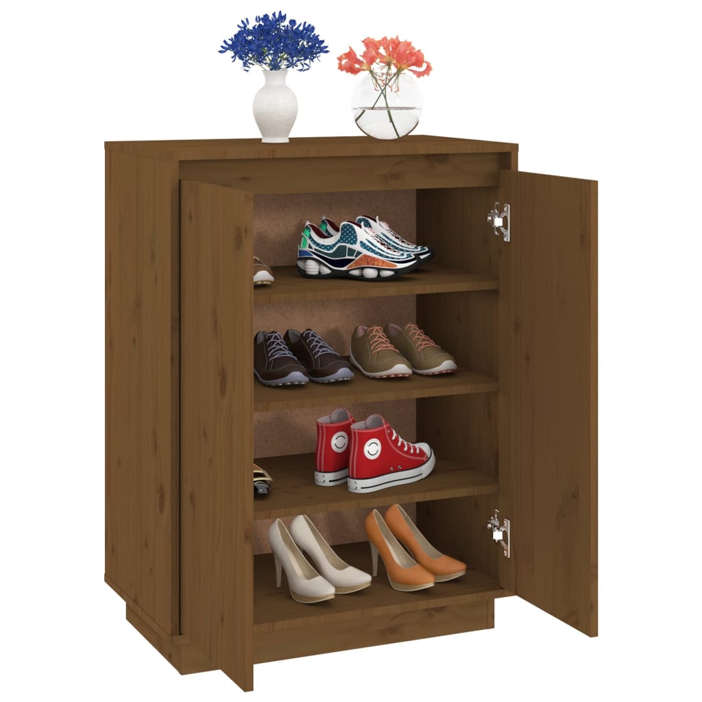 vidaXL Shoe Cabinet Honey Brown 60x35x80 cm Solid Wood Pine