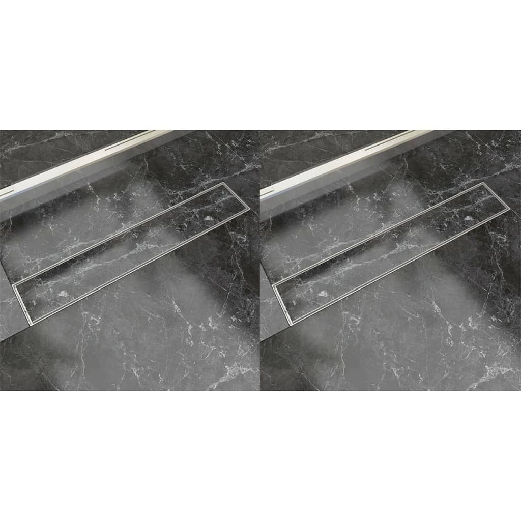 vidaXL Linear Shower Drain 2 pcs 630x140 mm Stainless Steel