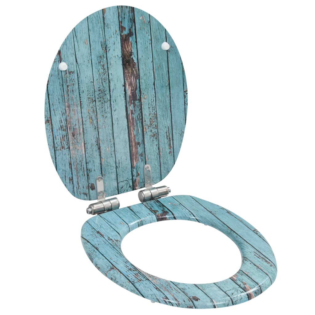 vidaXL WC Toilet Seats 2 pcs with Soft Close Lids MDF Old Wood Design