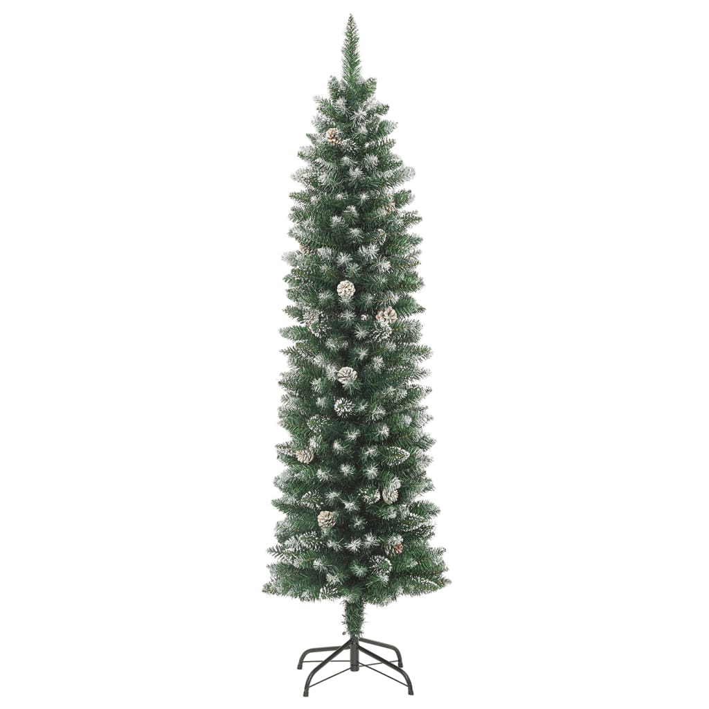 vidaXL Artificial Slim Christmas Tree with Stand 240 cm PVC