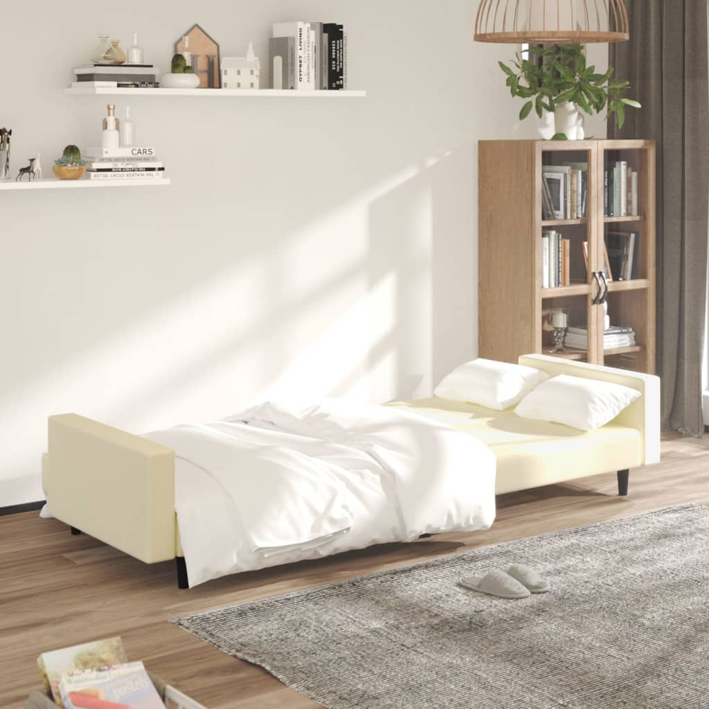 vidaXL 2-Seater Sofa Bed Cream Faux Leather