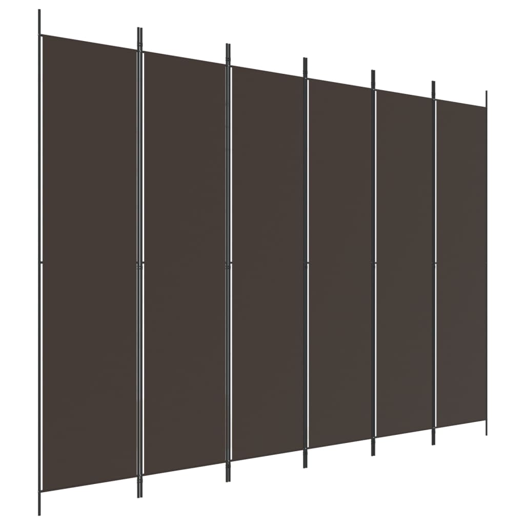 vidaXL 6-Panel Room Divider Brown 300x220 cm Fabric