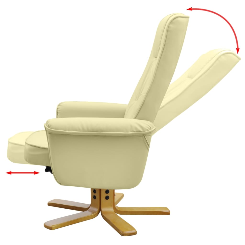 vidaXL Armchair with Footrest Cream White Faux Leather