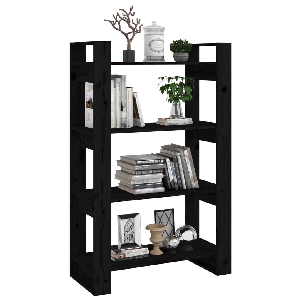 vidaXL Book Cabinet/Room Divider Black 80x35x125 cm Solid Wood Pine