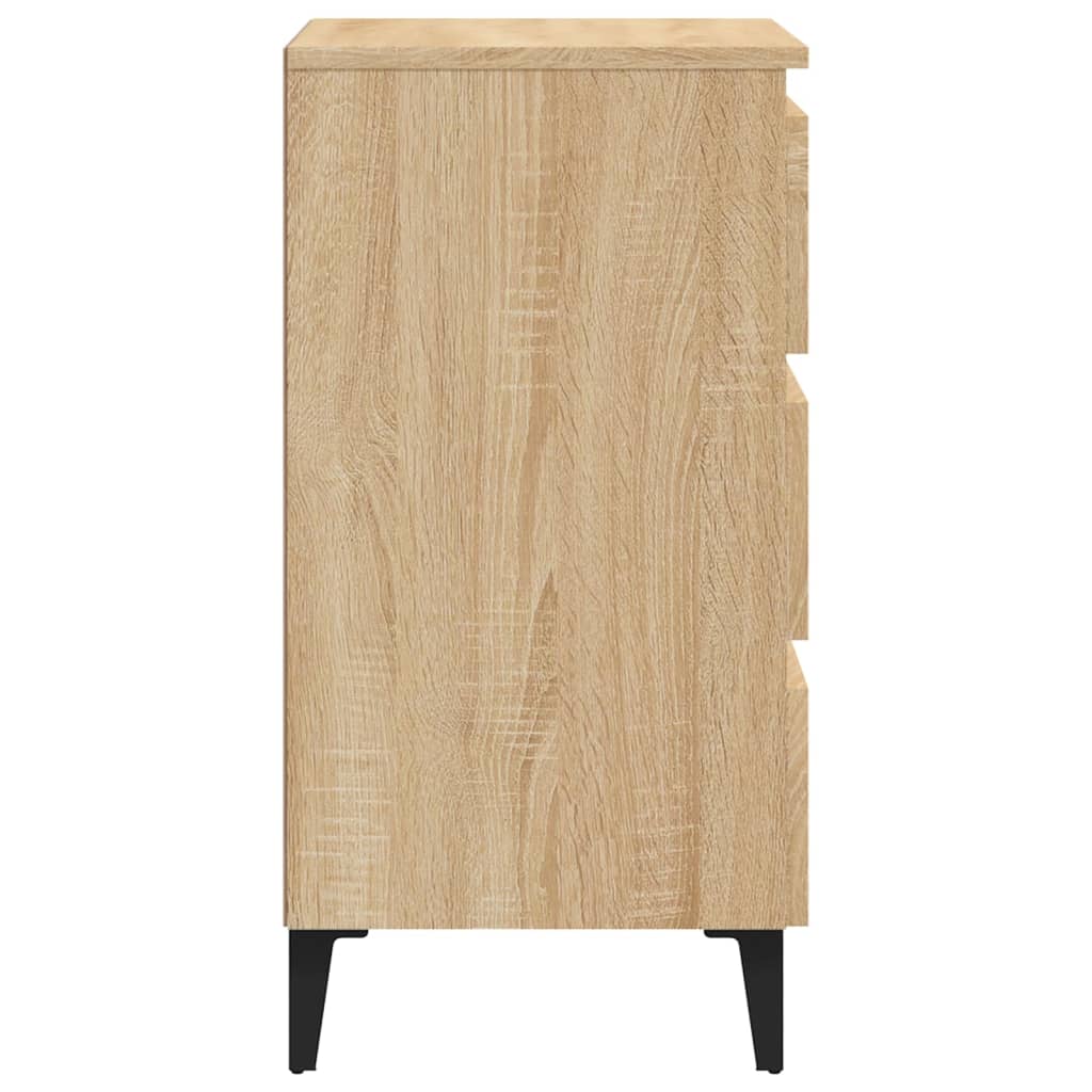 vidaXL Bed Cabinet with Metal Legs 2 pcs Sonoma Oak 40x35x69 cm