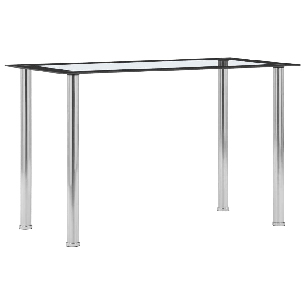 vidaXL Dining Table Black and Transparent 120x60x75 cm Tempered Glass