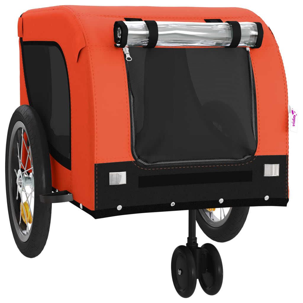 vidaXL Dog Bike Trailer Orange and Black Oxford Fabric and Iron