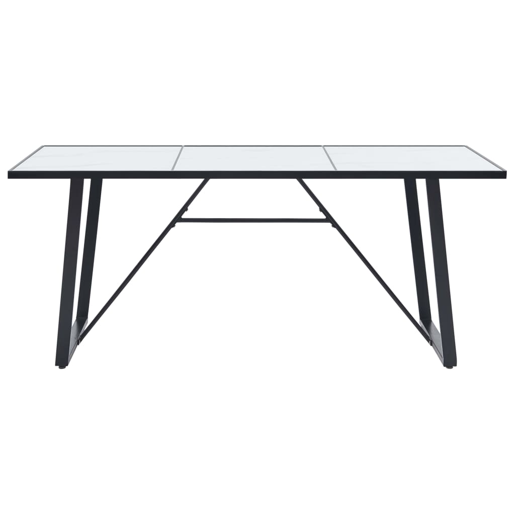 vidaXL Dining Table White 180x90x75 cm Tempered Glass