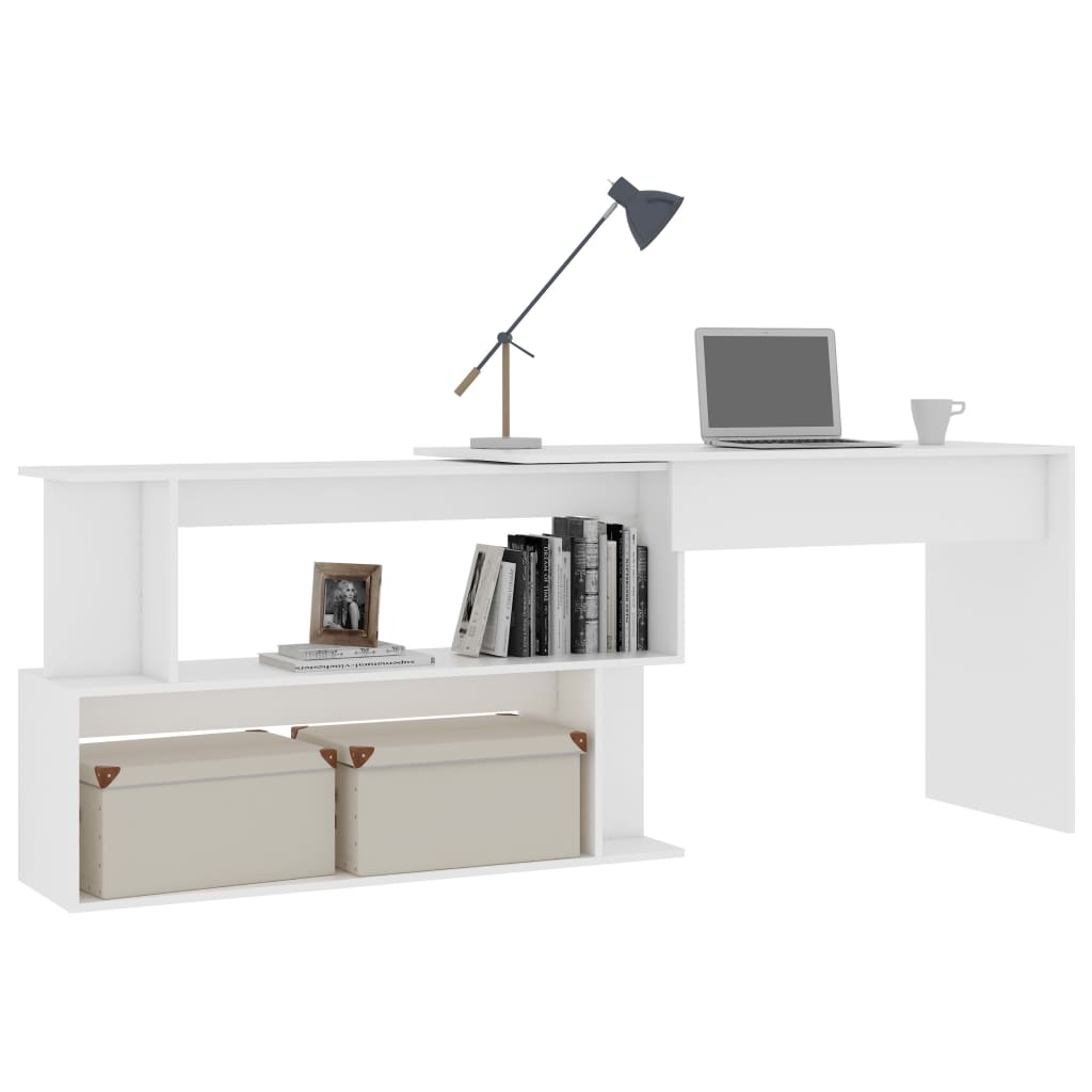 vidaXL Corner Desk White 200x50x76 cm Engineered Wood