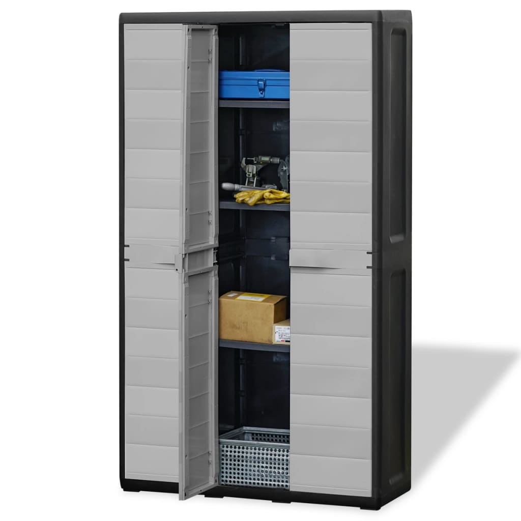vidaXL Garden Storage Cabinet with 4 Shelves Black and Grey