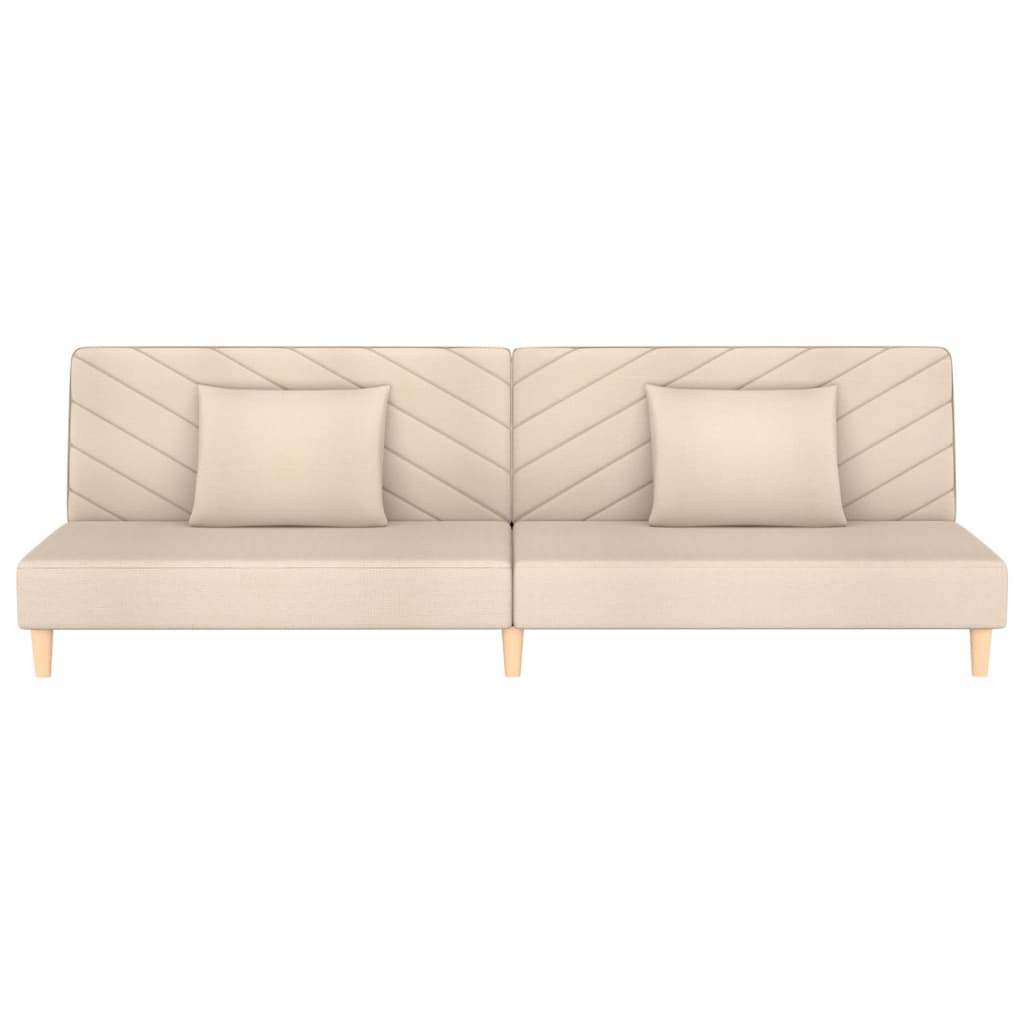vidaXL 2-Seater Sofa Bed with Two Pillows Cream Fabric