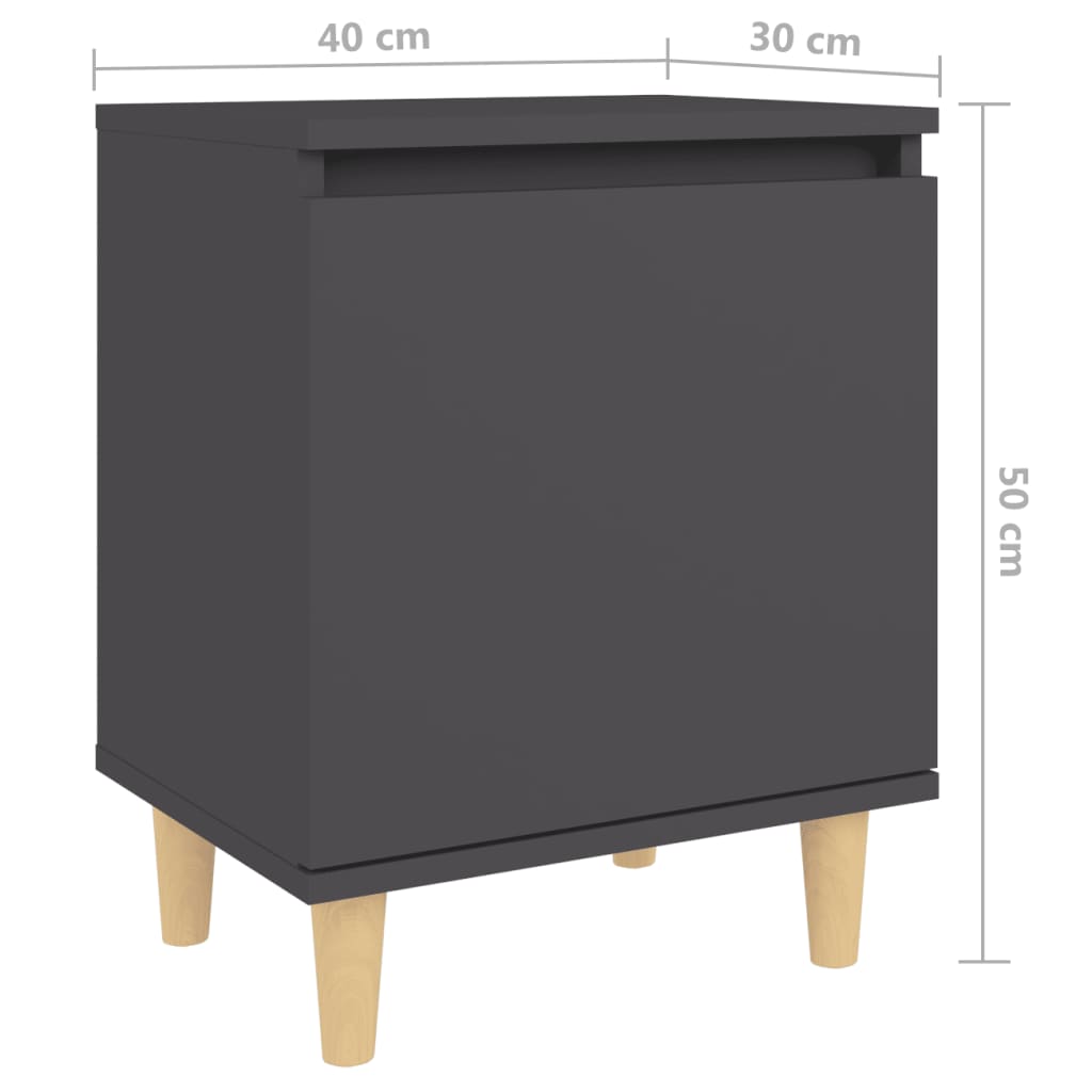 vidaXL Bed Cabinet with Solid Wood Legs Grey 40x30x50 cm