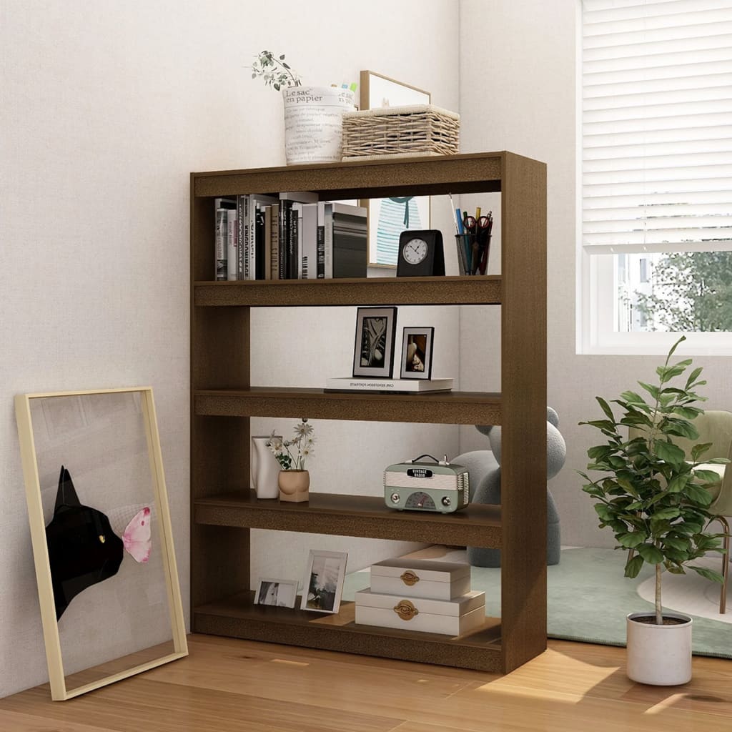 vidaXL Book Cabinet/Room Divider Honey Brown 100x30x135.5 cm Solid Pinewood
