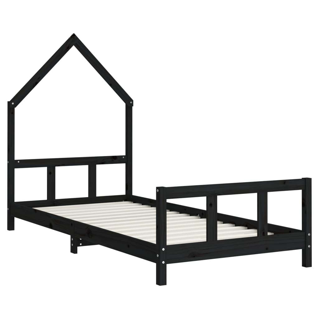 vidaXL Kids Bed Frame Black 90x190 cm Solid Wood Pine