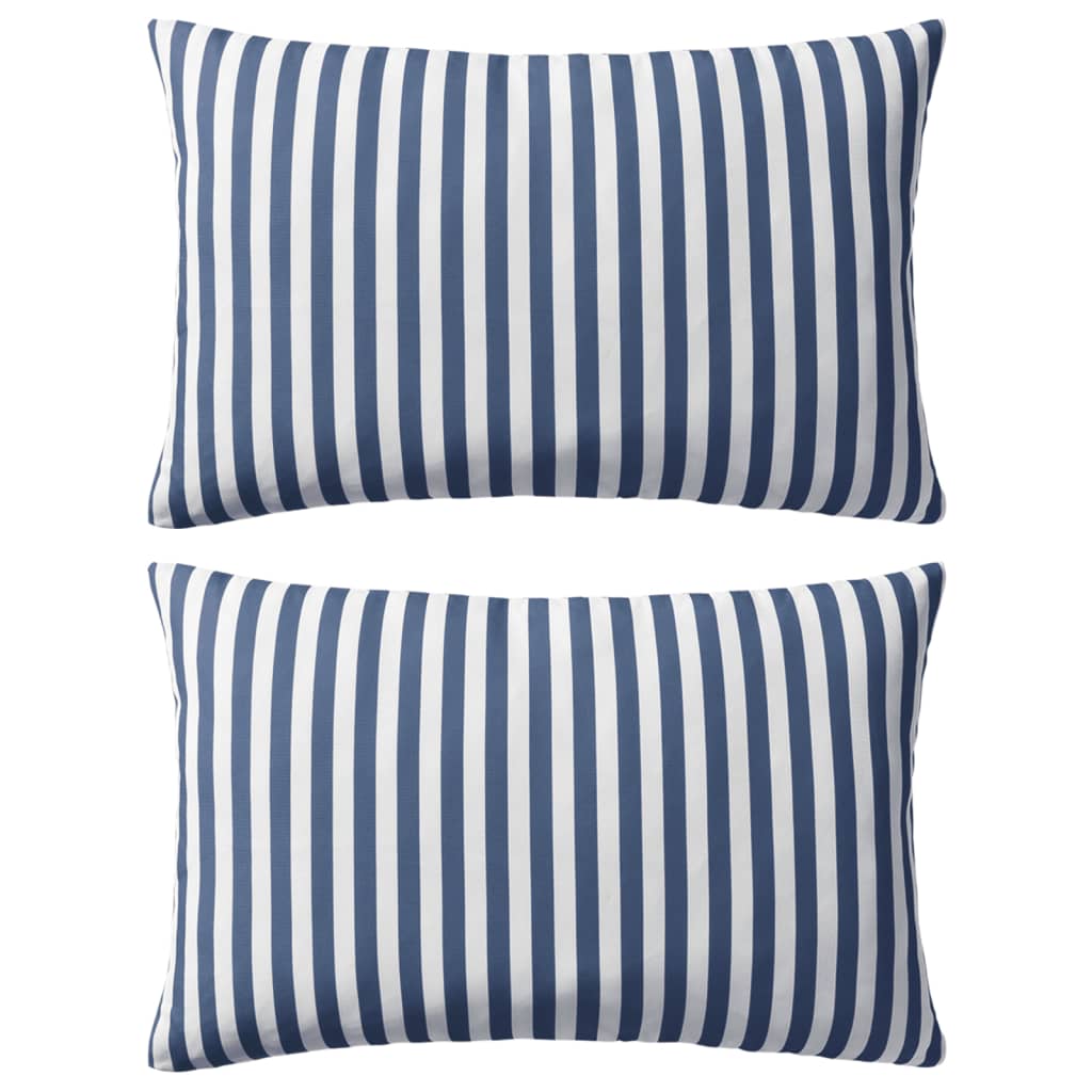 vidaXL Outdoor Pillows 2 pcs Stripe Print 60x40 cm Navy
