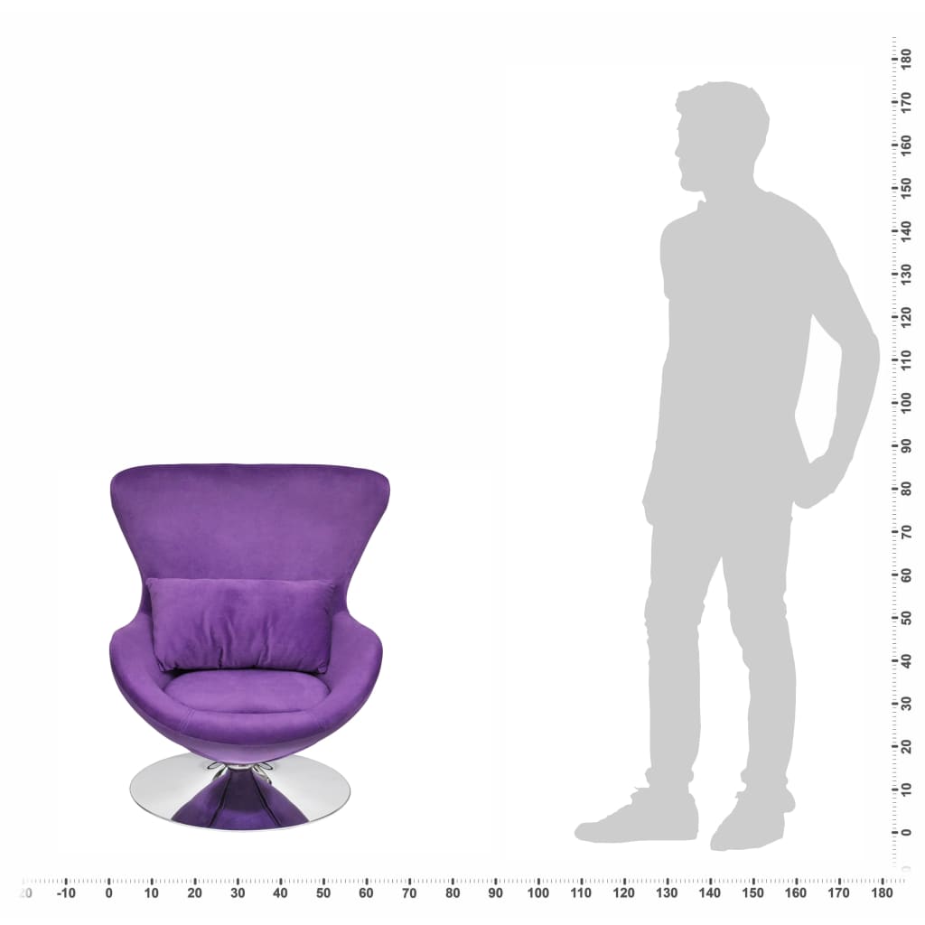 vidaXL Swivel Egg Chair with Cushion Small Purple Velvet