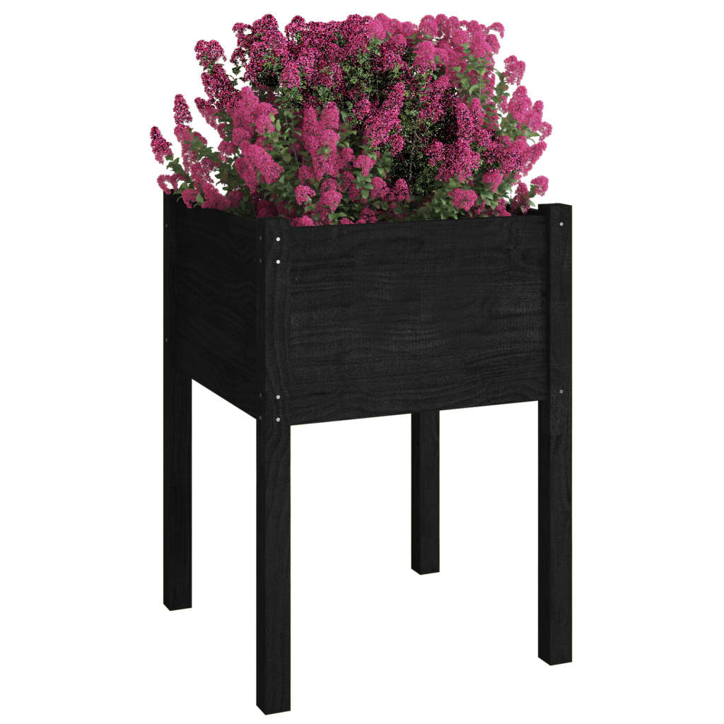 vidaXL Garden Planter Black 50x50x70 cm Solid Pinewood