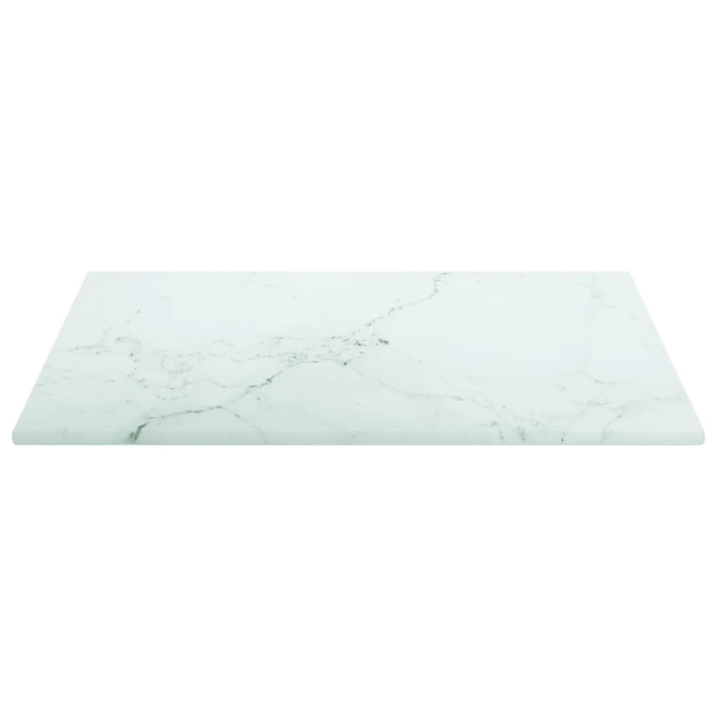 vidaXL Table Top White 30x30 cm 6 mm Tempered Glass with Marble Design