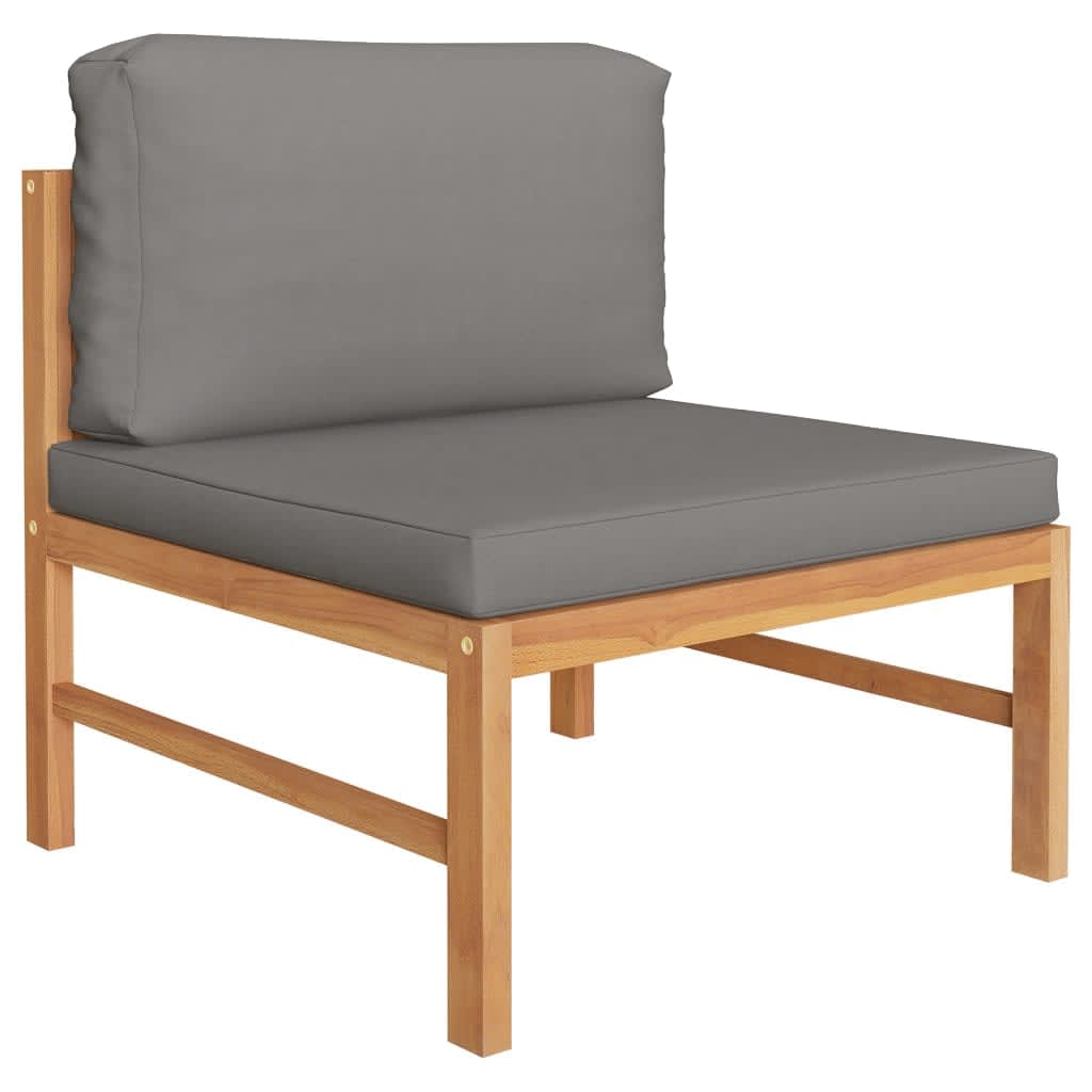 vidaXL 7 Piece Garden Lounge Set with Grey Cushions Solid Teak Wood