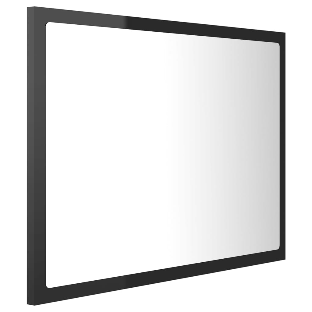 vidaXL LED Bathroom Mirror High Gloss Black 60x8.5x37 cm Acrylic