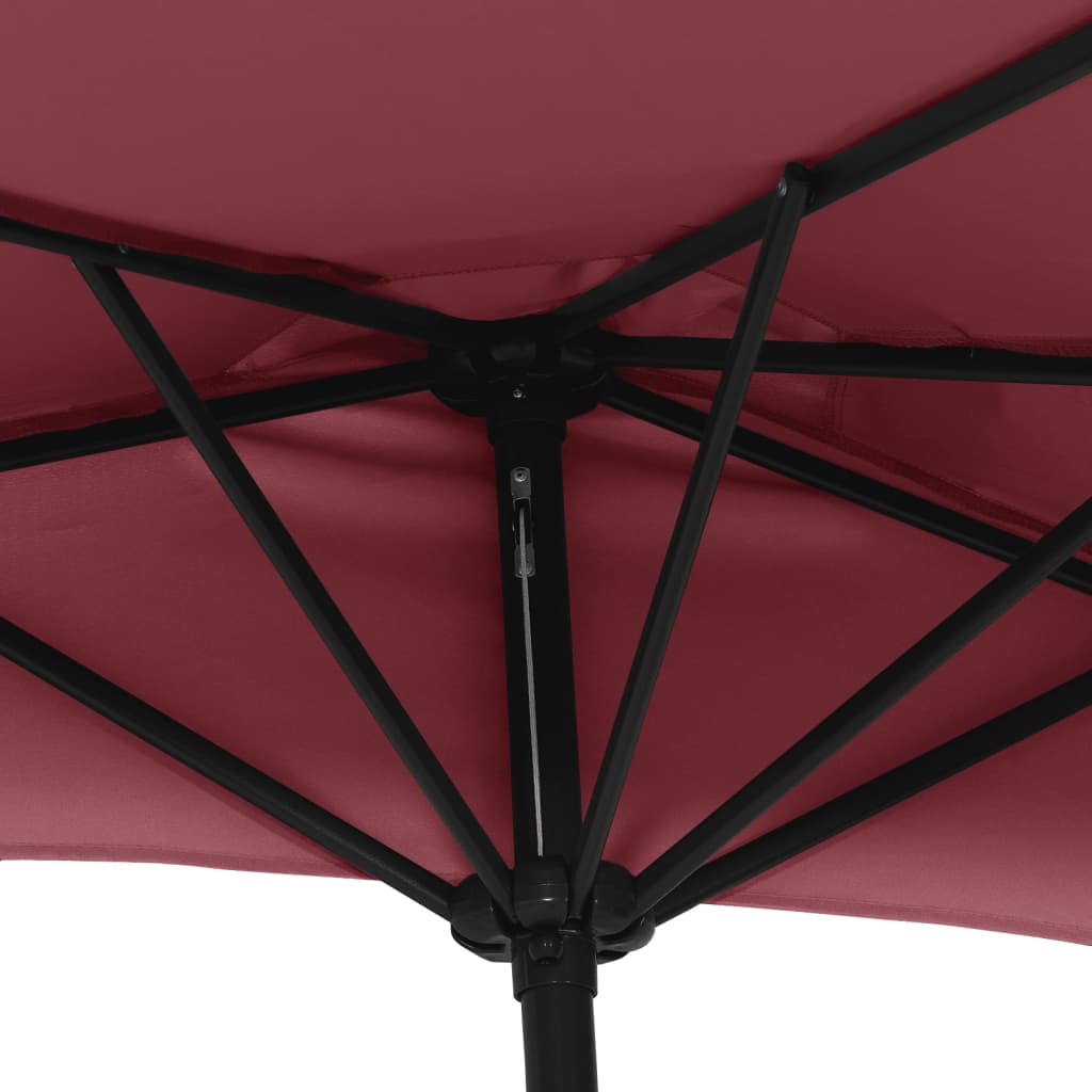 vidaXL Balcony Parasol with Aluminium Pole Bordeaux Red 300x155x223 cm Half