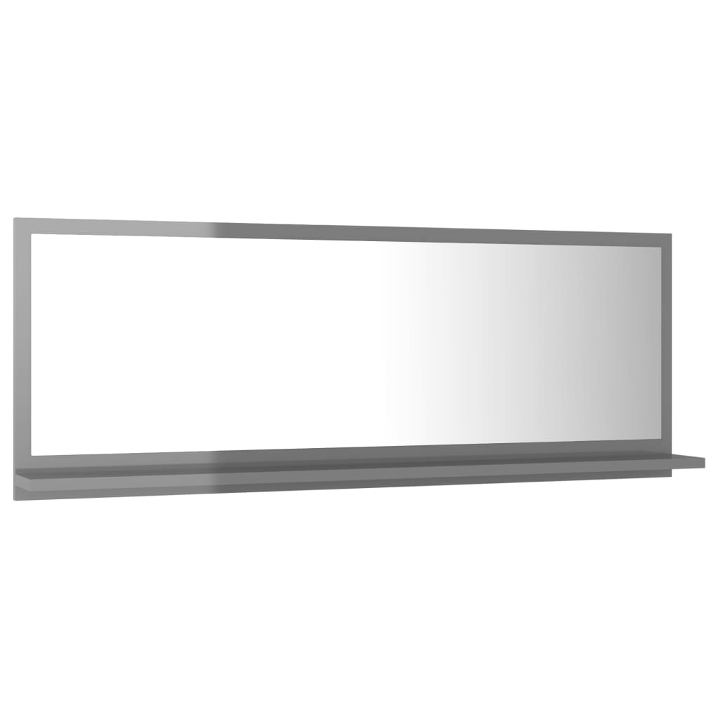 vidaXL Bathroom Mirror High Gloss Grey 100x10.5x37 cm Engineered Wood