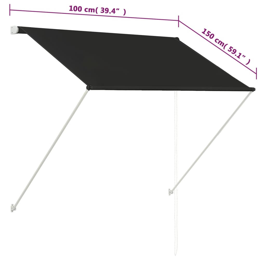 vidaXL Retractable Awning 100x150 cm Anthracite