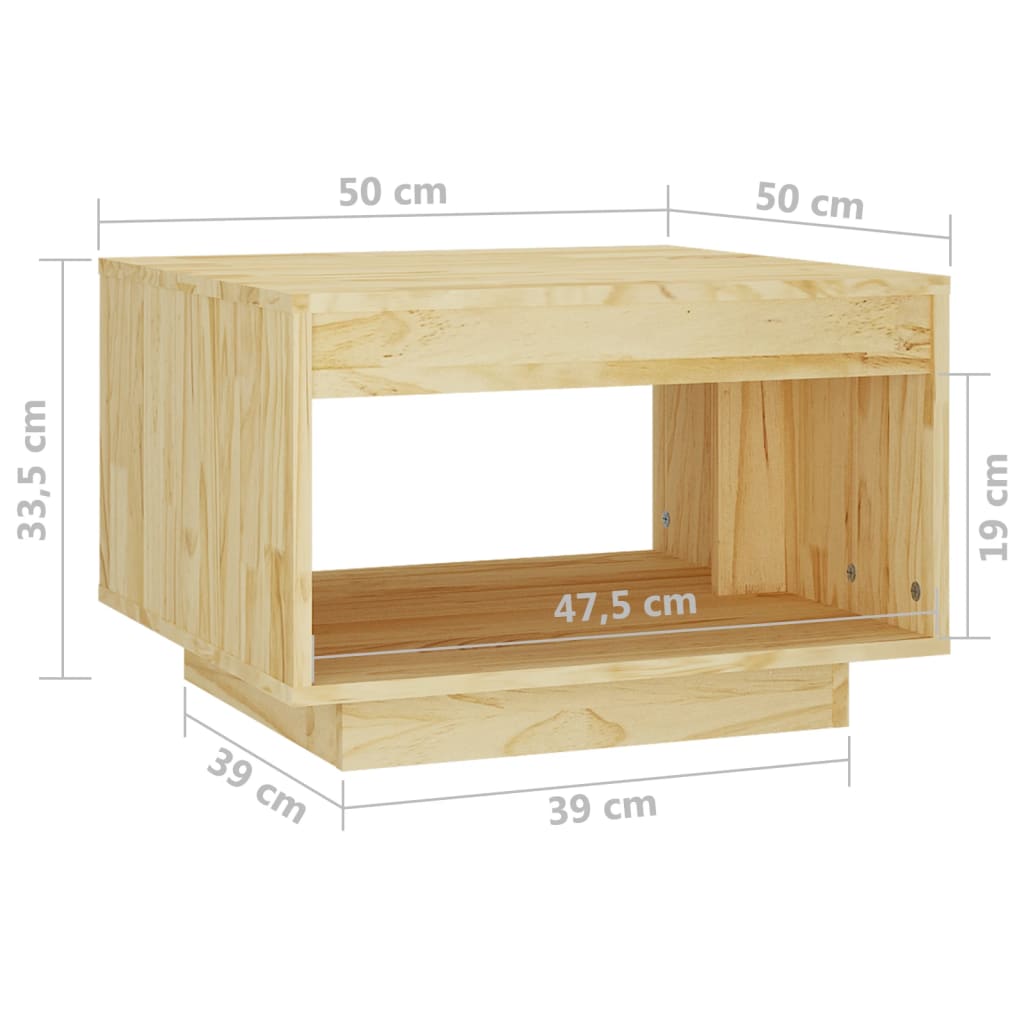 vidaXL Coffee Table 50x50x33.5 cm Solid Pinewood
