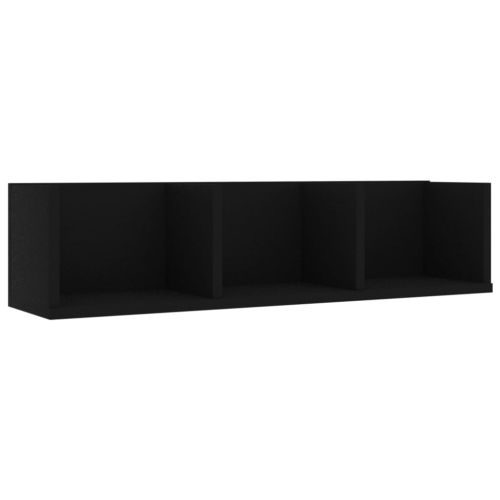 vidaXL CD Wall Shelf Black 75x18x18 cm Engineered Wood