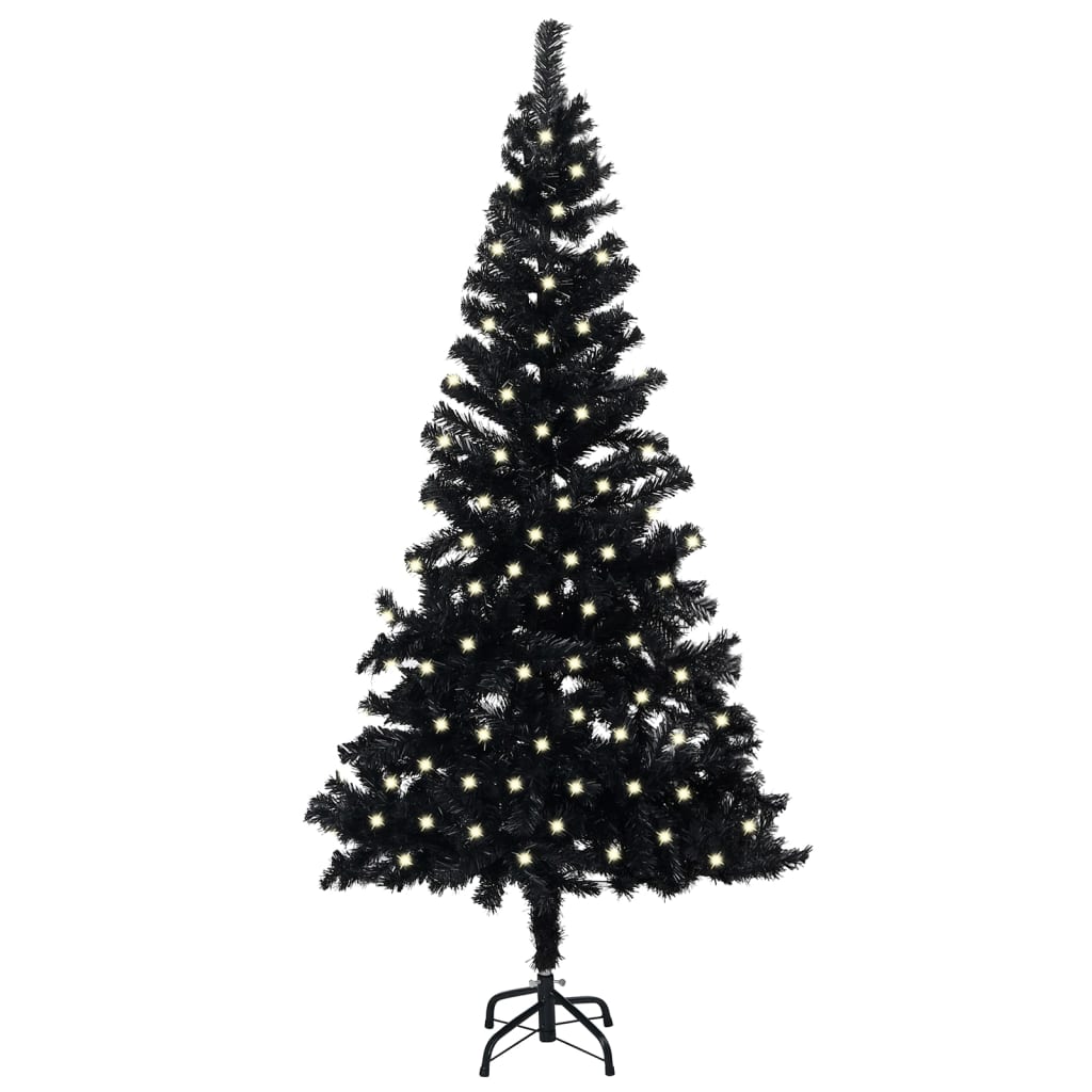 vidaXL Artificial Pre-lit Christmas Tree with Stand Black 240 cm PVC