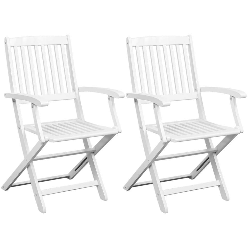 vidaXL Folding Garden Chairs 2 pcs Solid Acacia Wood White