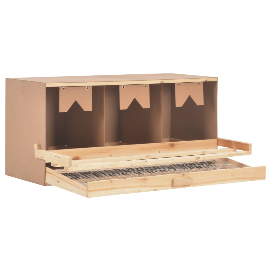 vidaXL Chicken Laying Nest 3 Compartments 96x40x45 cm Solid Pine Wood