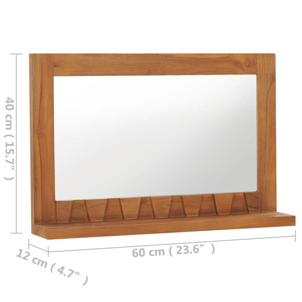 vidaXL Wall Mirror with Shelf 60x12x40 cm Solid Teak Wood