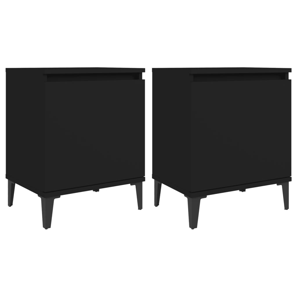 vidaXL Bed Cabinets with Metal Legs Black 40x30x50 cm