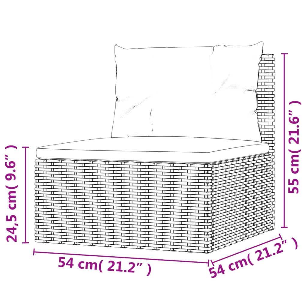 vidaXL 10 Piece Outdoor Sofa Set with Cushions Black Poly Rattan