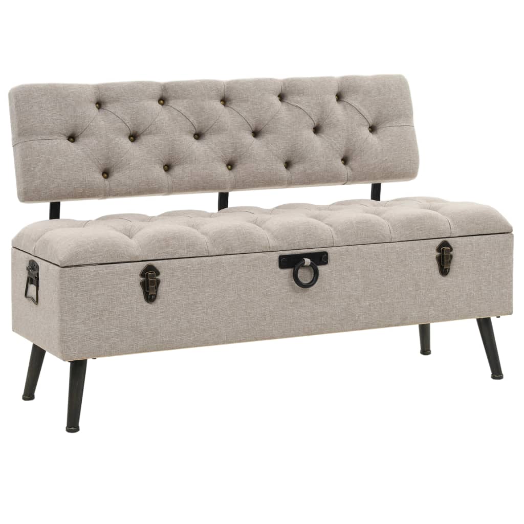 vidaXL Storage Bench with Backrest Fabric 121x53x78 cm