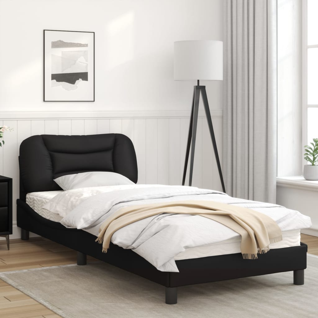 vidaXL Bed Frame with Headboard Black 90x190 cm Faux Leather
